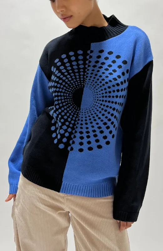 Another Girl - Colour Block Knit Sweater Mesh Blend Leather Blend Suede Blend