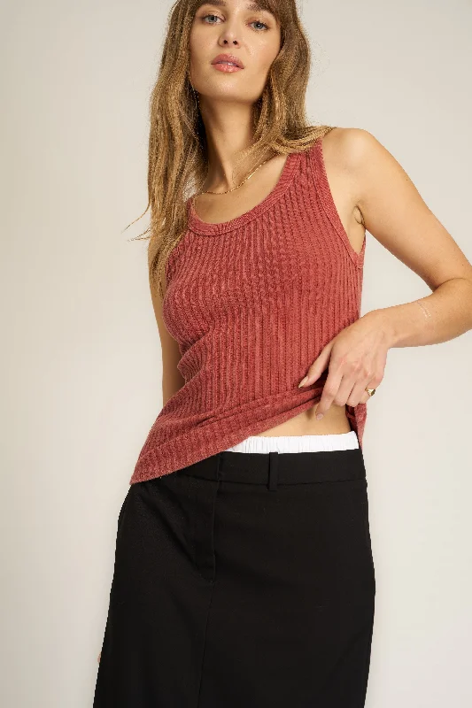 Cooper Sweater Rib Tank Chenille Brocade Lace