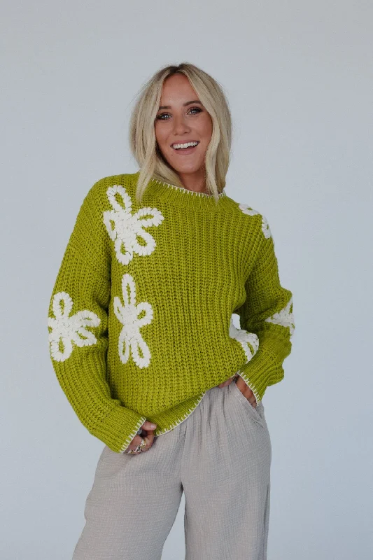 Daisy Belle Sweater - Green Open Front Closed Front Wrap Front