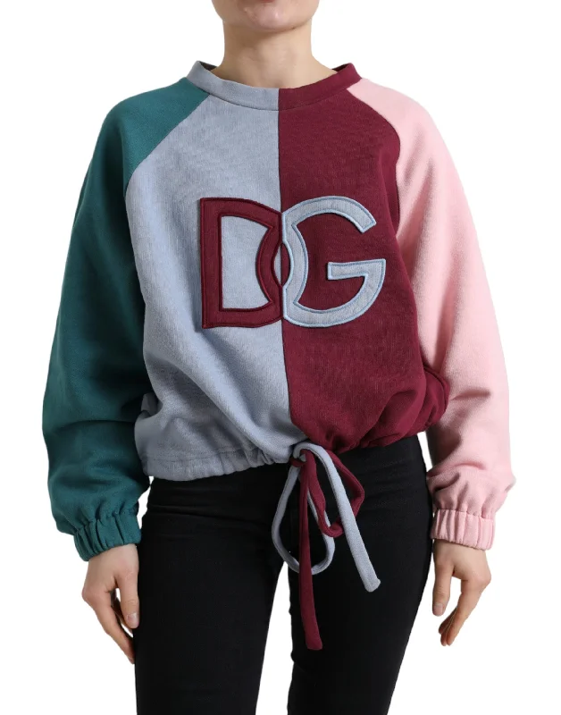 Dolce & Gabbana Elegant Multicolor Crew Neck Cotton Sweater Handmade Hand-knitted Hand-woven