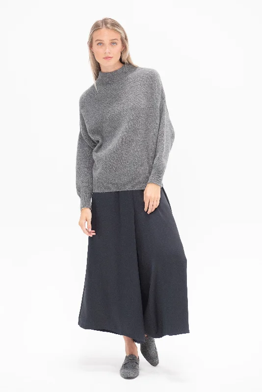 Regular Round Neck Sweater, Grey Terry Terry Cloth Terry Knit