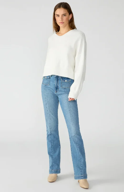 Sanctuary - Easy Breezy V-neck Sweater Polka Dot Checkered Tartan