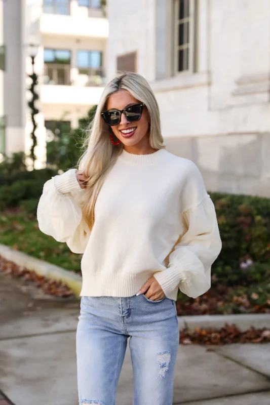 Elegant Perception Cream Sweater Terry Blend Velvet Blend Canvas Blend