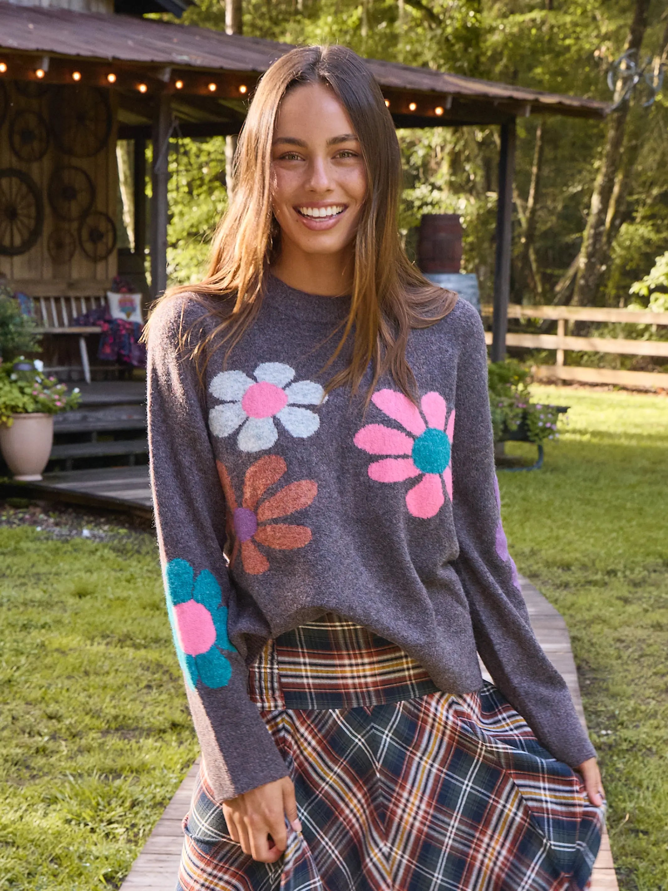 Everyone's Favorite Sweater - Washed Black Daisy Nylon Fabric Polyester Fabric Spandex Fabric
