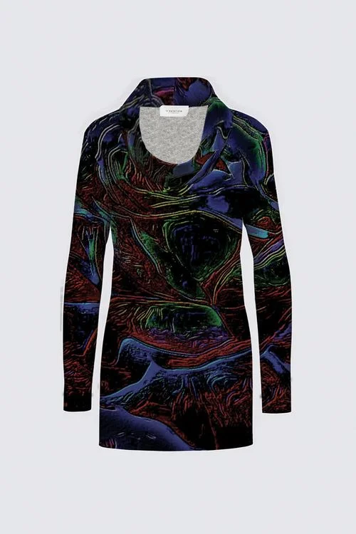 Floral Embosses: Roses 01-01 Designer Mia Sweater Knit Tunic Solid Color Striped Floral Print
