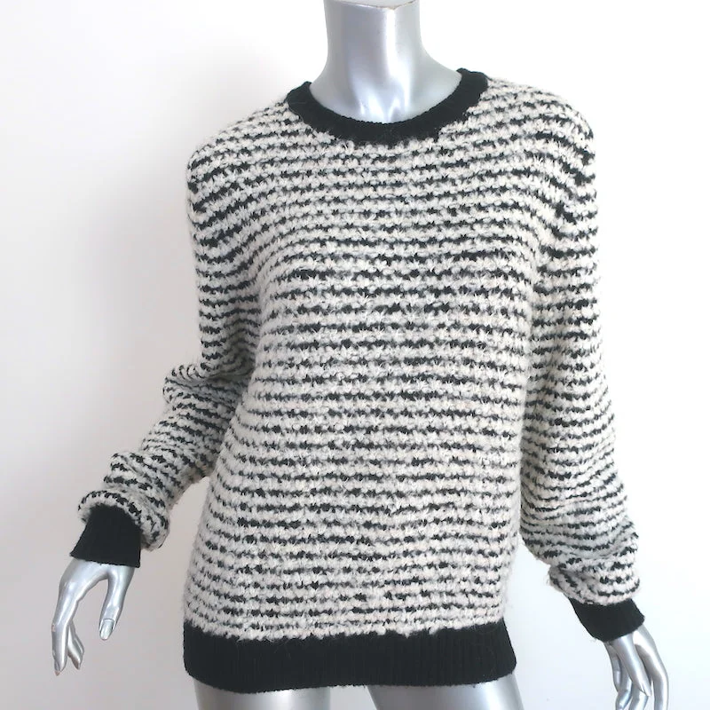 Isabel Marant Etoile Sweater Canelia White/Black Striped Boucle Knit Size 42 Thin Thick Dense