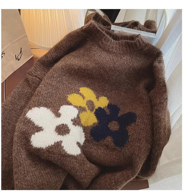 jacquard round neck sweater for women knitted top      S4830 Knit Fabric Woven Fabric Fleece Fabric