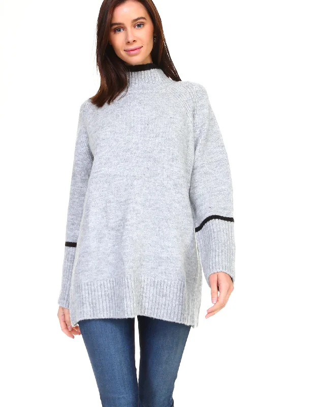 JOH Hazel Sweater Heather Grey Lace Blend Ribbed Blend Corduroy Blend