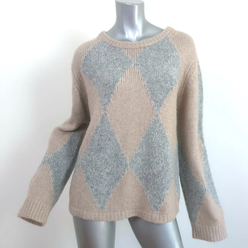 Khaite Daisy Argyle Sweater Beige/Gray Cashmere-Silk Size Small Handmade Hand-knitted Hand-woven Khaite Daisy Argyle Sweater Beige/Gray Cashmere-Silk Size Small Handmade Hand-knitted Hand-woven