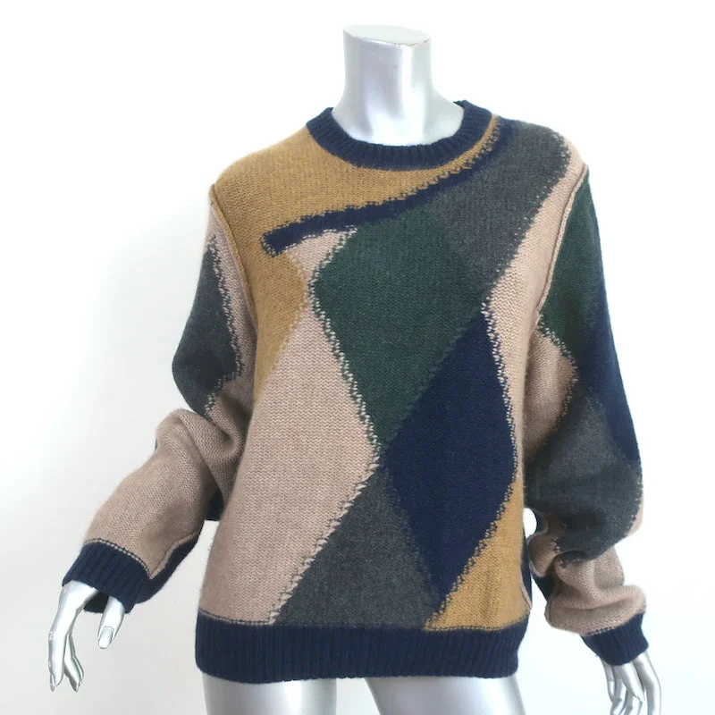 Khaite Erique Cashmere Abstract Argyle Sweater Navy/Multi Size Medium Wool Sweater Cotton Sweater Cashmere Sweater Khaite Erique Cashmere Abstract Argyle Sweater Navy/Multi Size Medium Wool Sweater Cotton Sweater Cashmere Sweater