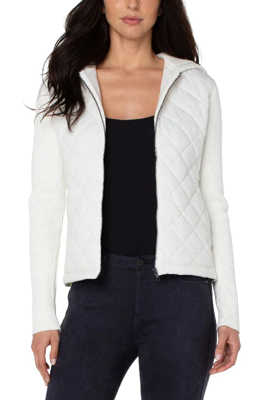 Quilted Hooded Sweater Spandex Rayon Corduroy