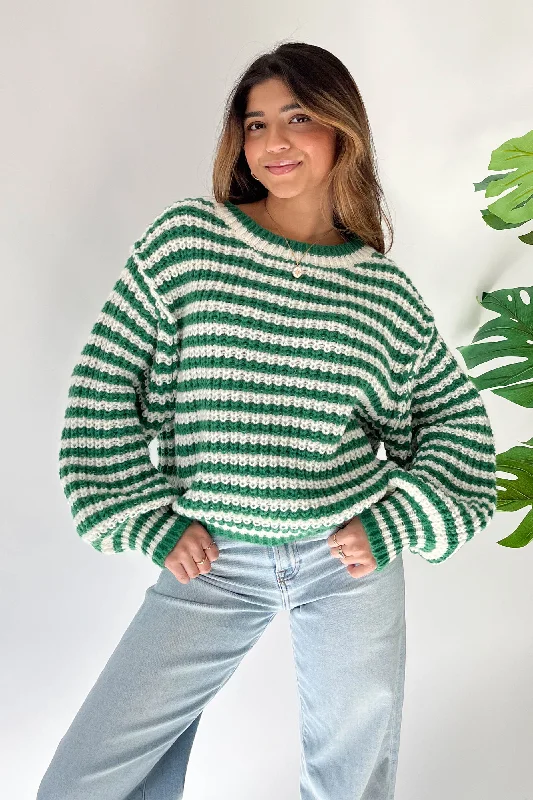 Manhattan Sweater in Green Chenille Brocade Lace