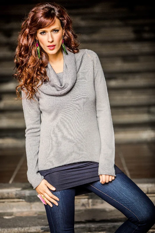 Misty Warmth Cotton and Alpaca Wool Blend Pullover Sweater Long Sweater Short Sweater Cropped Sweater