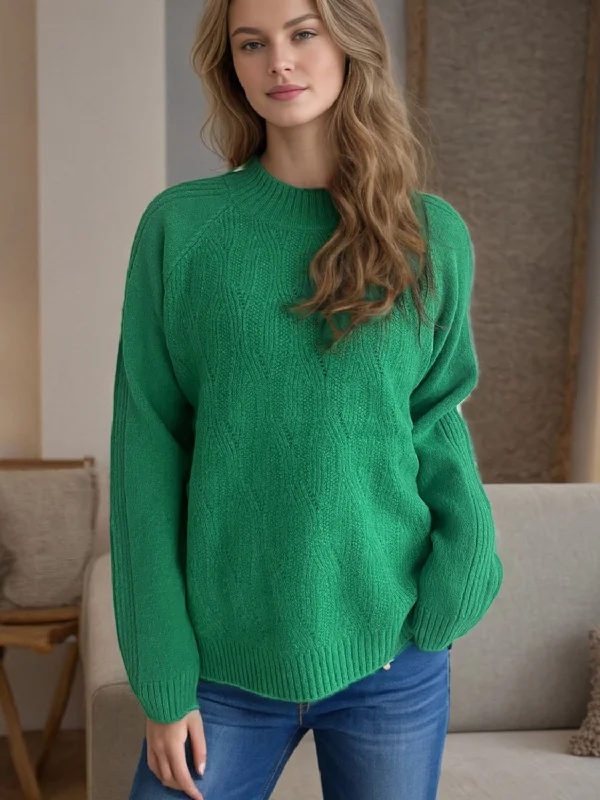 Mock Neck Long Sleeve Sweater Welt Pockets Slit Pockets Flap Pockets