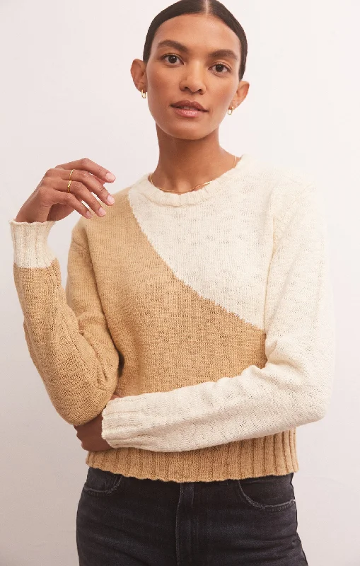 Nadira Color Block Sweater Ribbed Striped Patterned