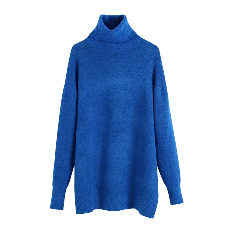 New solid color versatile loose stand collar sweater  7390 Velvet Chenille Corduroy
