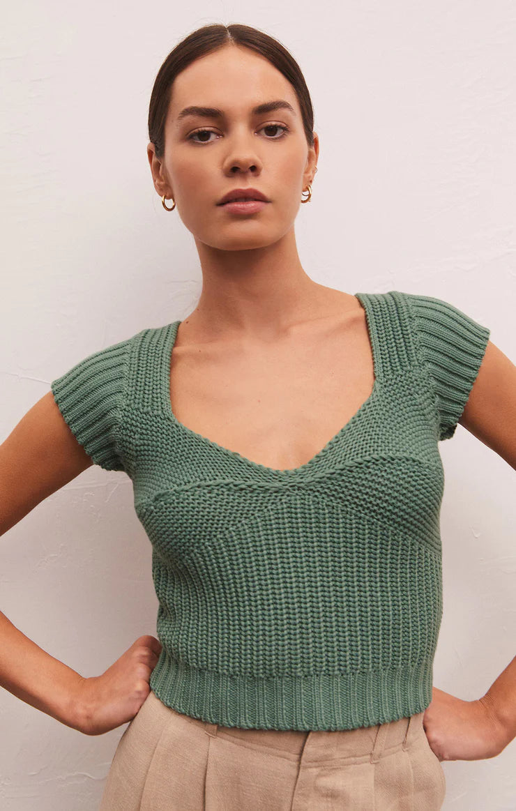 Prim Sweater Top Zippered Front Buttoned Front Snap Front