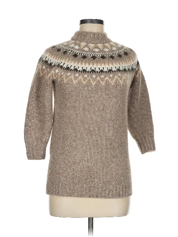 Pullover Sweater Print Jacquard Patchwork