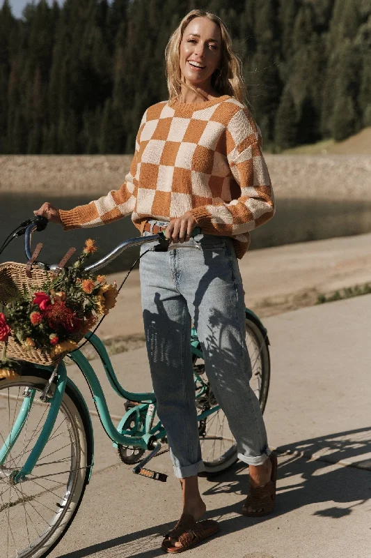Quincy Checkered Sweater | Pumpkin Spice Terry Blend Velvet Blend Canvas Blend