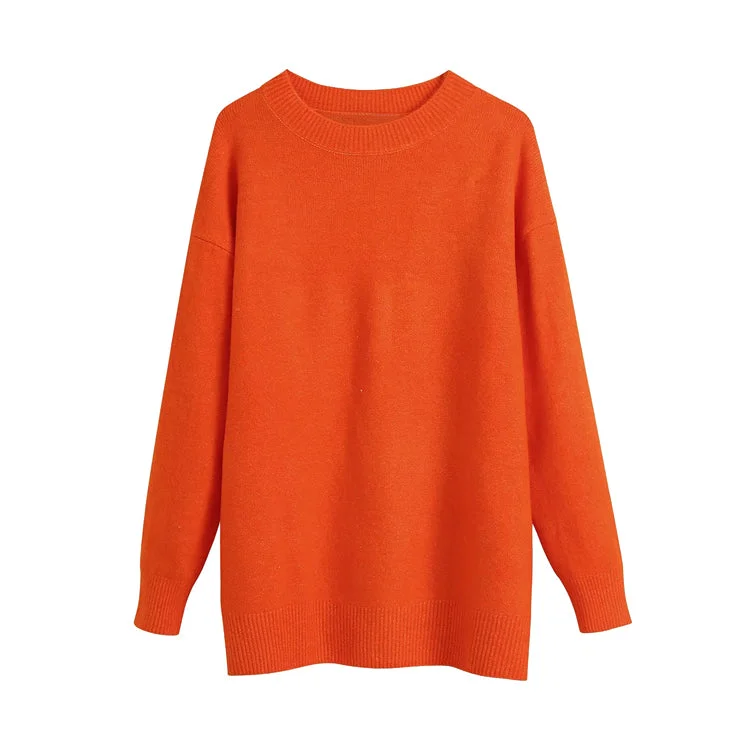 Simple and versatile round neck Pullover blended sweater  7375 Spandex Blend Rayon Blend Denim Blend