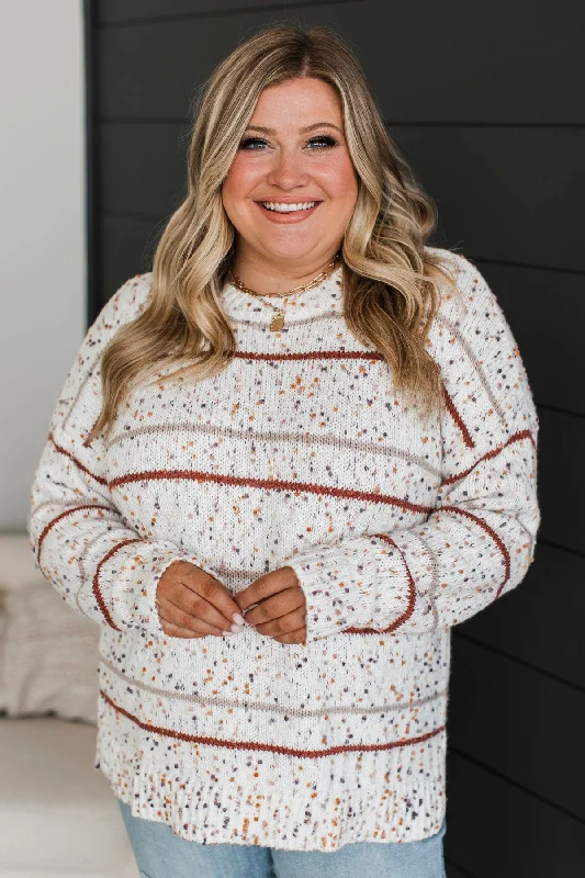 Stay Tuned Confetti Knit Sweater- Ivory & Rust Jersey Fabric Tulle Fabric Batik Fabric