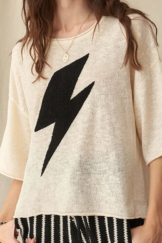 Storm Chaser Thunderbolt Graphic Sweater Cotton Fabric Linen Fabric Terry Fabric