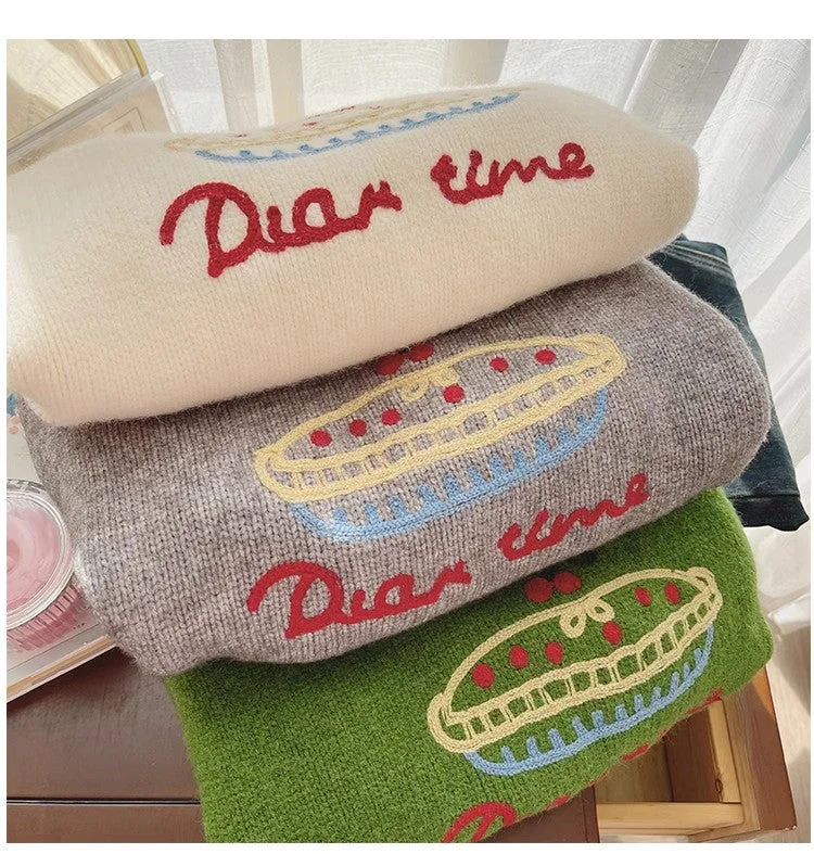 Sweet embroidered round neck sweater for women round neck sweater    S4829 Boat Neck Shawl Collar Notched Collar
