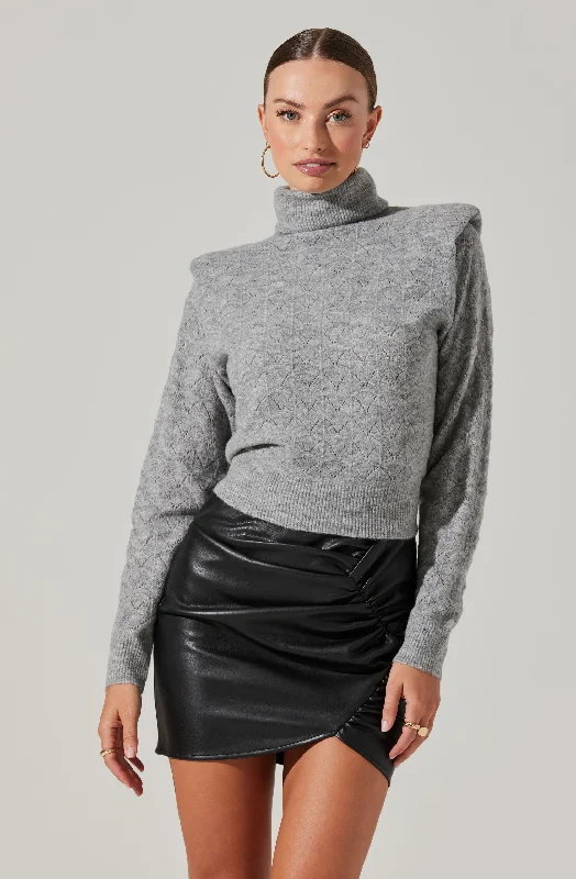 Textured Turtleneck Sweater Boxy Sweater Fitted Sweater A-Line