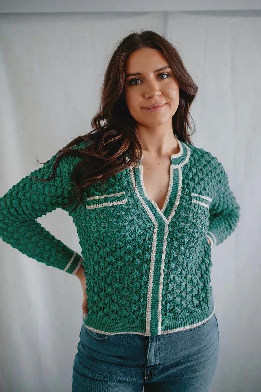 The Sybil Sweater by Heartloom - Jade Beaded Sweater Sequined Faux Fur