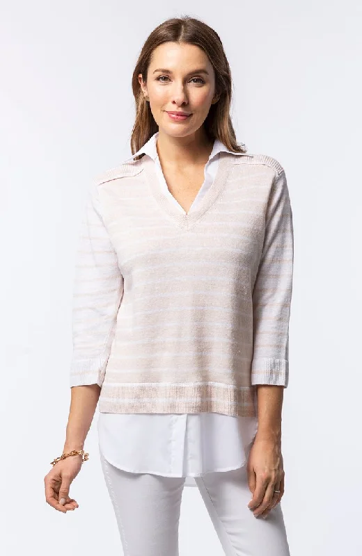 Tyler Boe Striped Twofer Sweater Straw Satin Fabric Silk Fabric Chiffon Fabric