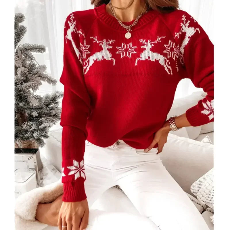 Winter Christmas Knit Jacquard Soft Warm Y2K Sweater Graphic Sweater Embroidered Appliqued