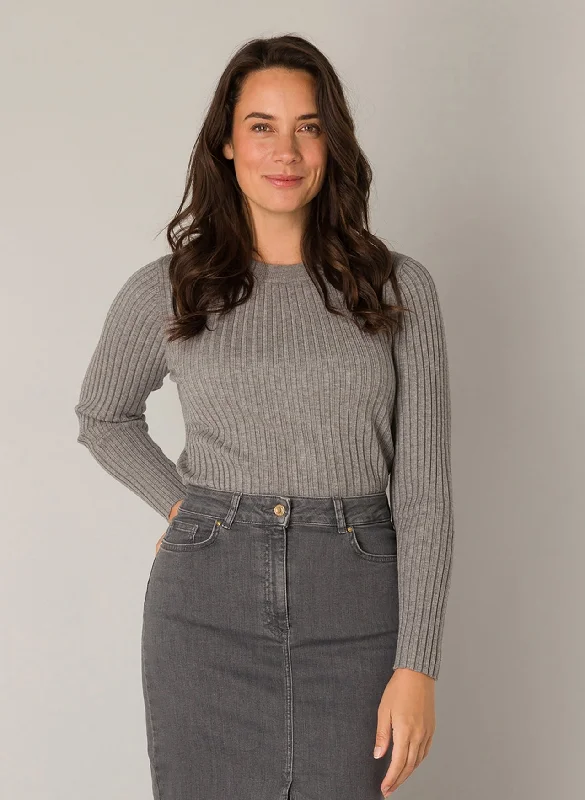 Yest Pieterke Ribbed Sweater Spandex Blend Rayon Blend Denim Blend