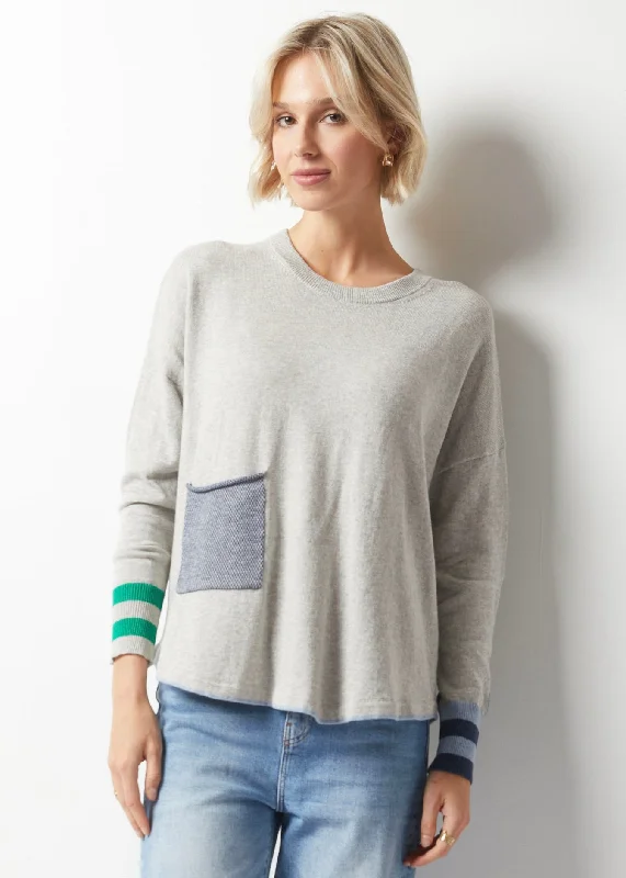 Zaket & Plover Birdseye Trim Sweater Mesh Sweater Canvas Denim