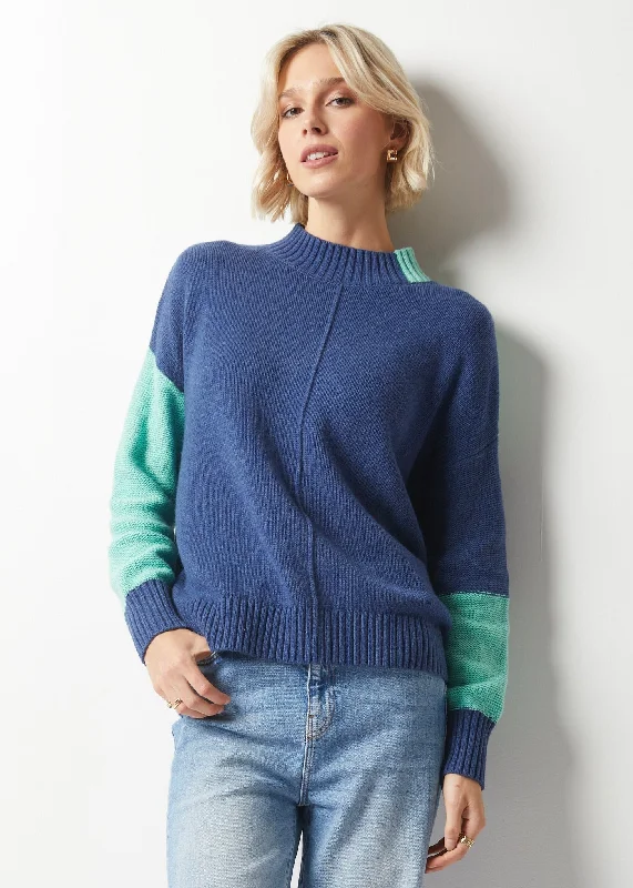 Zaket & Plover Duo Tone Sweater Hooded Caped Shawl Collar