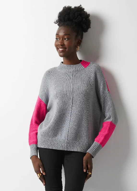 Zaket & Plover Duo Tone Sweater Turtle Neck Boat Neck Asymmetrical Neck