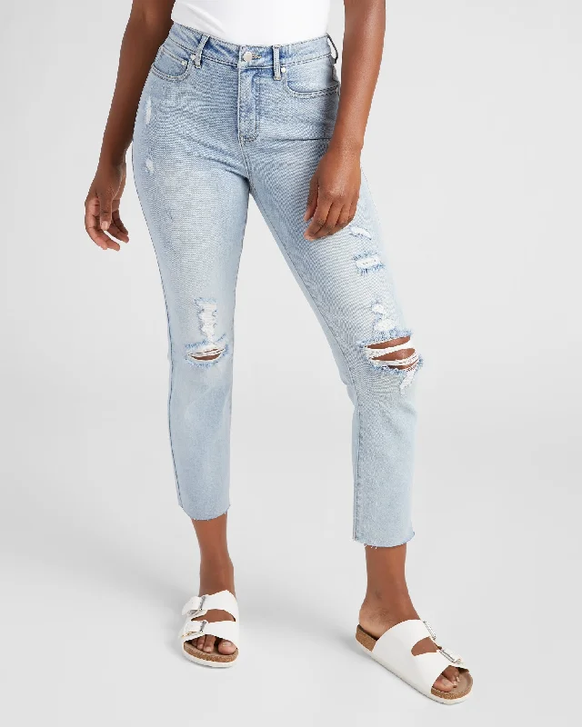 Carly High Rise Cropped Straight Leg Jeans Stylish Cargo Style Jeans