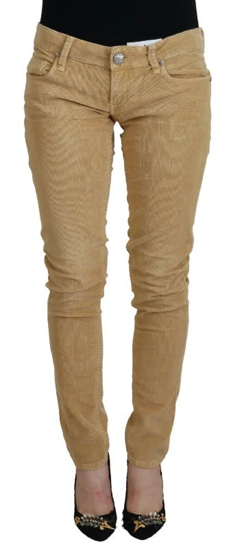 Acht  Cotton Corduroy Low Waist Women Casual Women's Jeans Cozy Wide-Legged Jeans