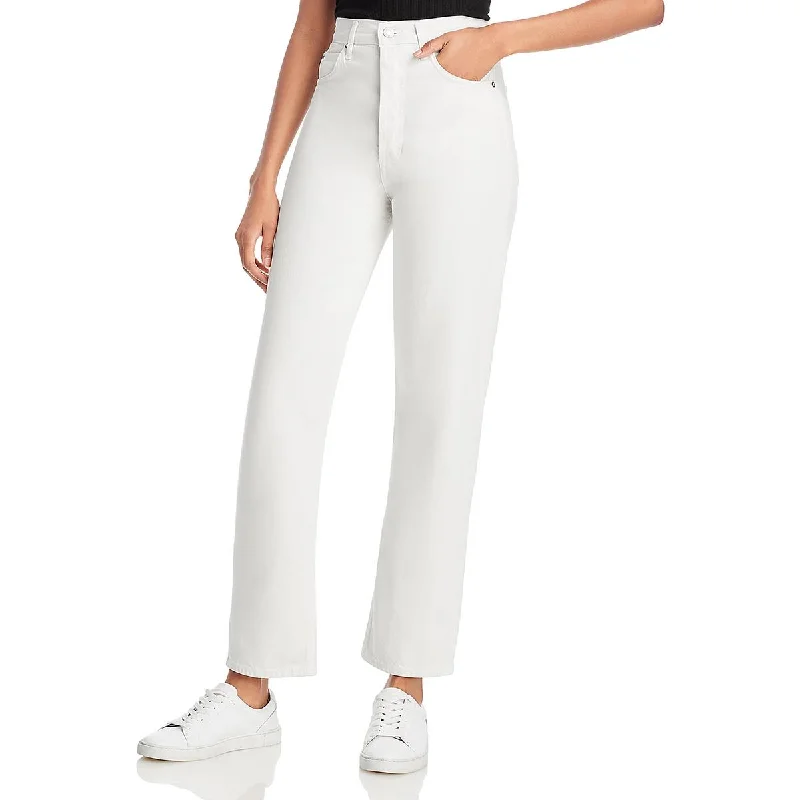 Agolde Womens Knit Denim Straight Leg Jeans Stylish Acid-Wash Jeans