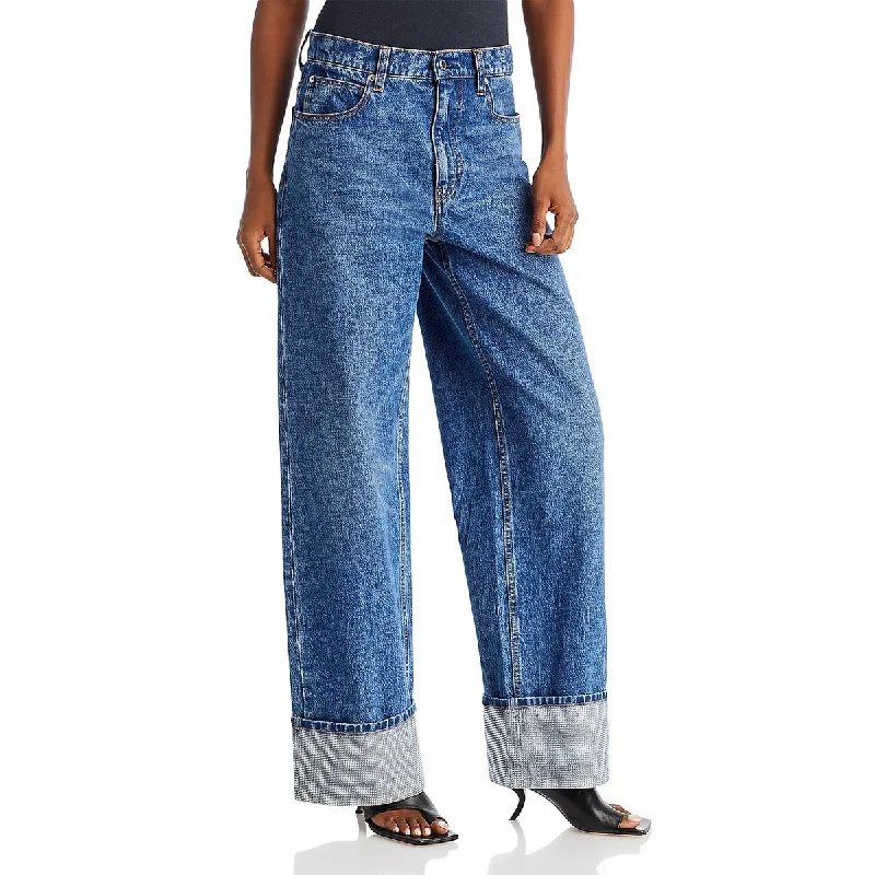 Alexander Wang Womens Denim Wide Leg Jeans Elegant Dark-Wash Bootcut Jeans