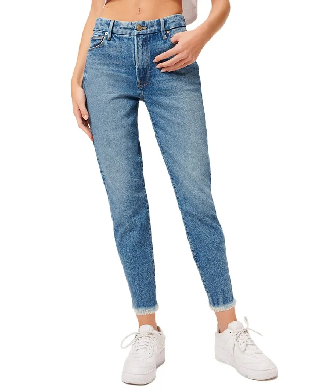 Good American Blue 942 Girlfriend Jean Comfortable Full-Length Denim Jeans