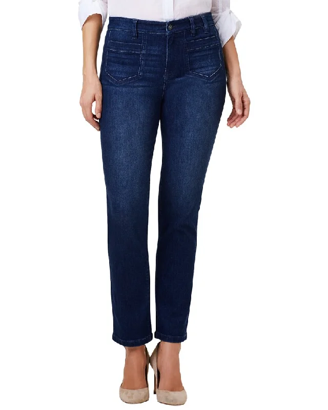 Nic+Zoe Petite Mid Rise Straight Pocket Jeans Stylish Cargo Style Jeans