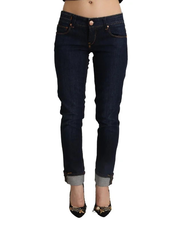 Acht  Women's Skinny Jeans - Dark Blue Comfortable Low-Rise Jeans