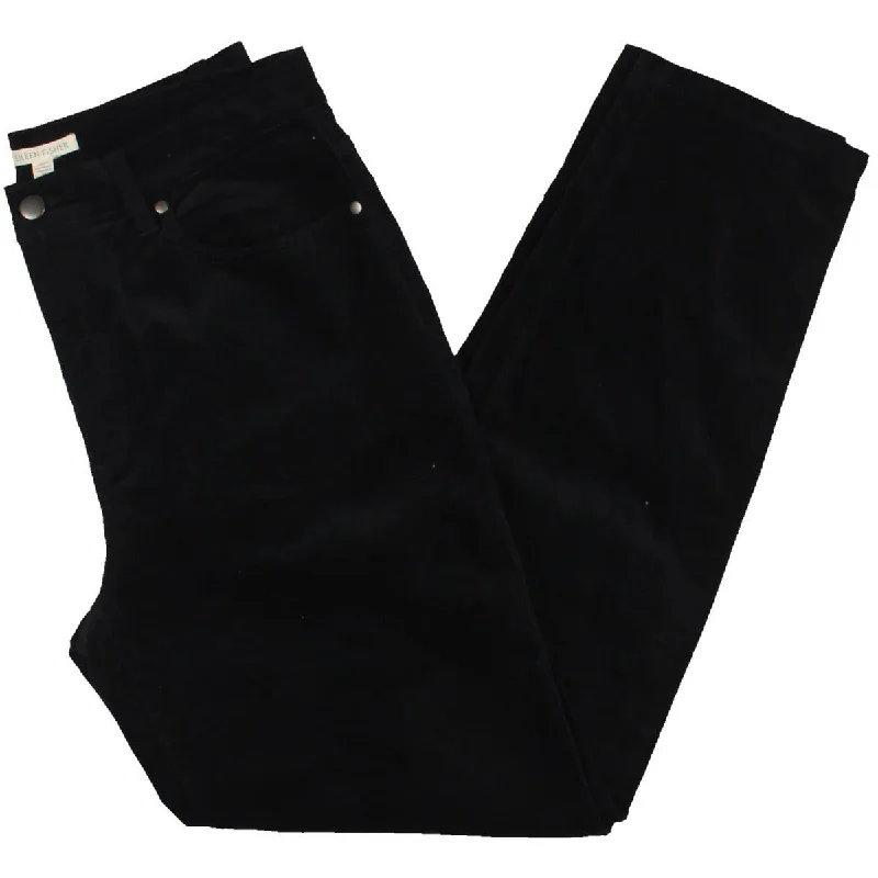 Womens Velveteen High Waist Slim Jeans Trendy Pleated Waist Jeans