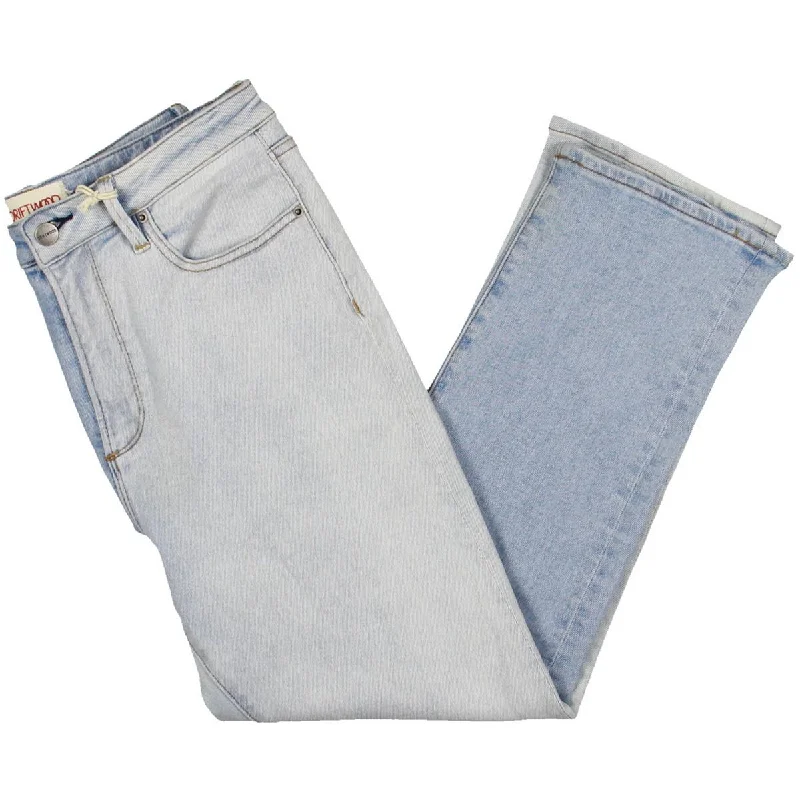 Womens High Rise Colorblock Straight Leg Jeans Cozy Tencel Blend Denim Jeans