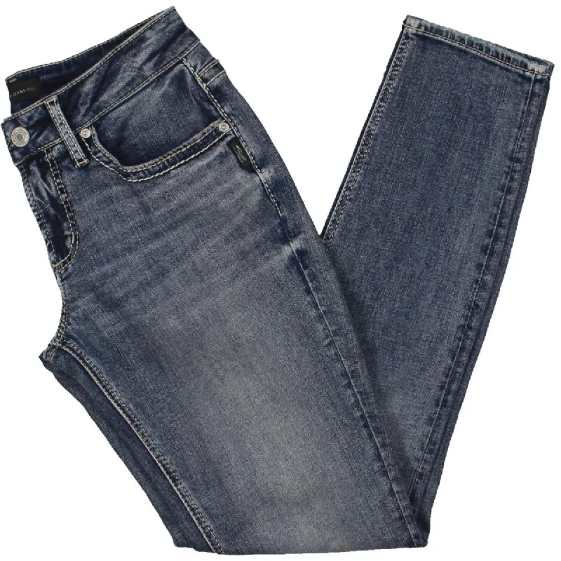 Womens Denim Girlfriend Slim Jeans Cozy Stretch High-Waist Jeans