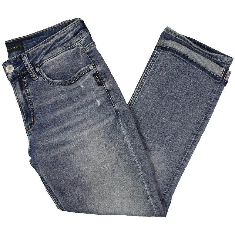 Womens Mid Rise Curvy Fit Capri Jeans Fashionable Straight Fit Denim