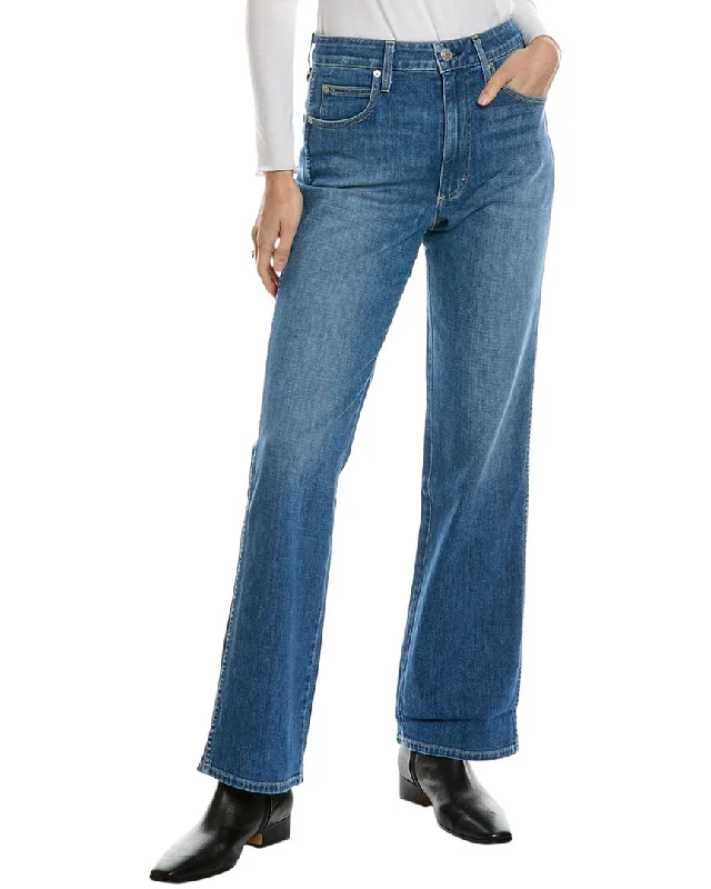 Amo Willa Grace Slim Flare Jean Fashionable Frayed Hem Denim