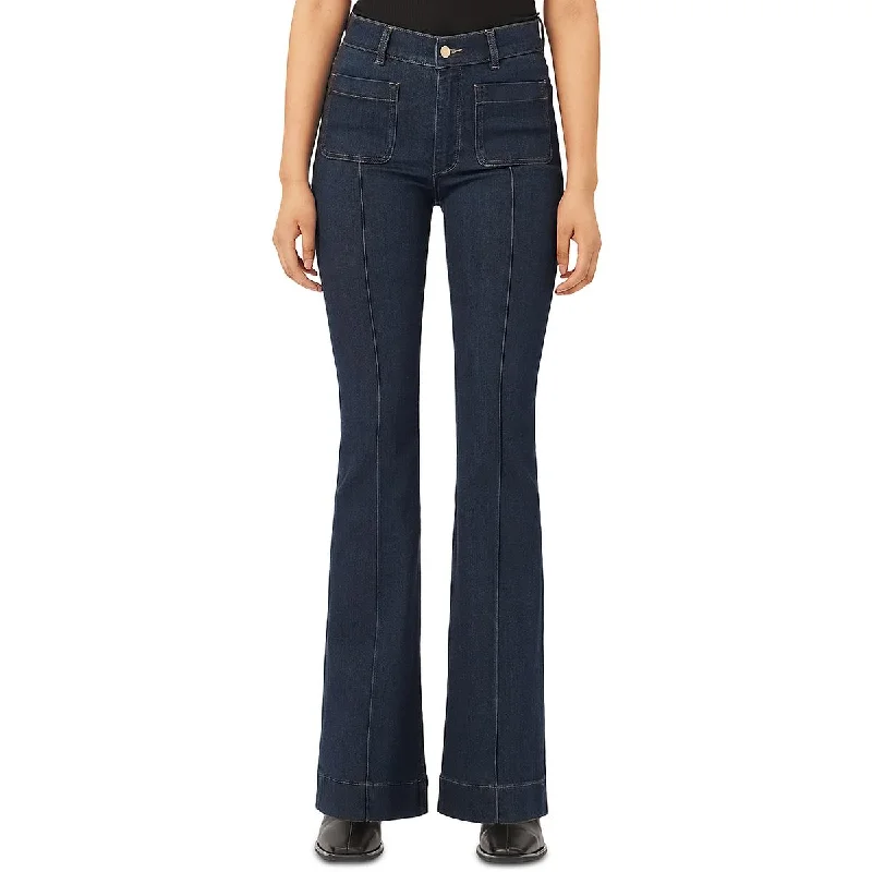 Bridget Womens High Rise Dark Wash Bootcut Jeans Stylish High-Waisted Denim