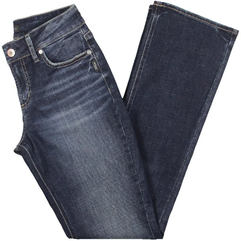 Womens Denim Distressed Bootcut Jeans Fashionable Straight Fit Denim