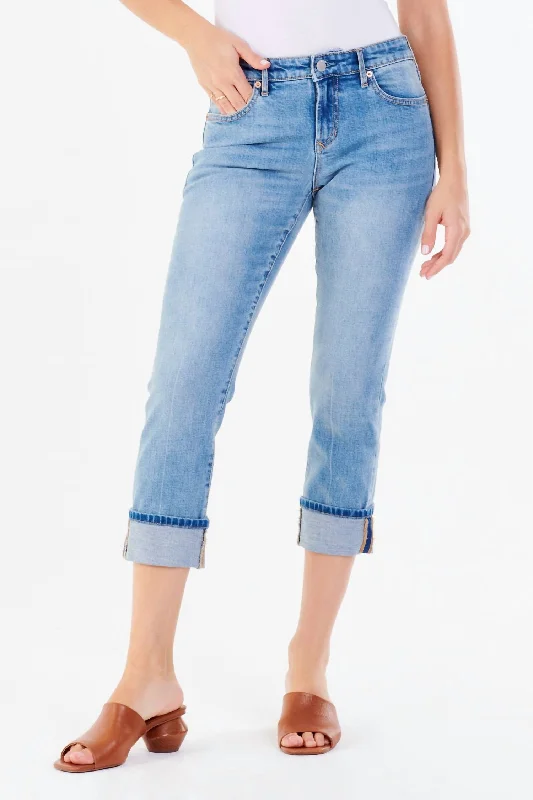 Blaire Cuffed Slim Straight Leg Jeans In Daylight Fashionable White Denim Jeans